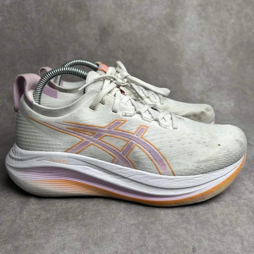 Asics Gel-Nimbus 25 Womens Running Shoes White Orchid Papaya 1012B753 Size 8.5